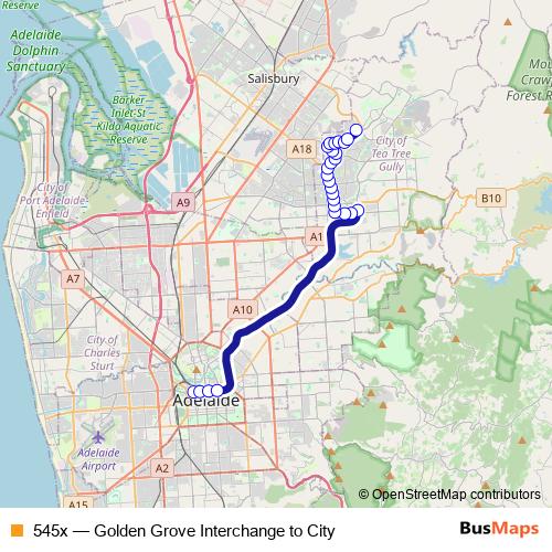 545x bus Line Map