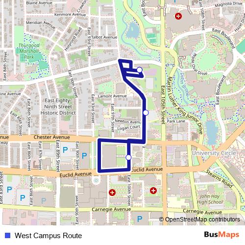West Campus Route bus Line Map