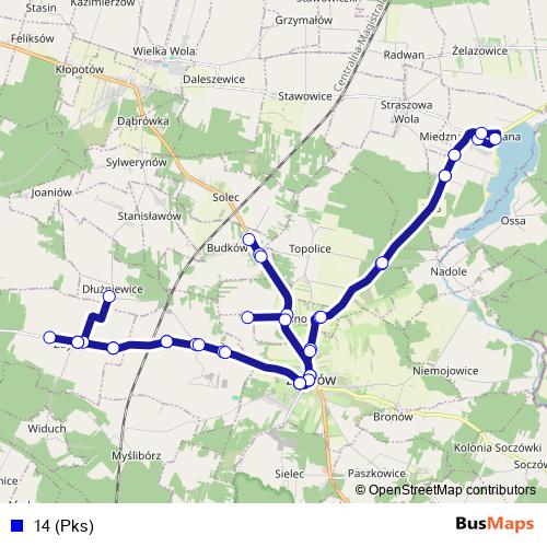 14 (Pks) bus Line Map