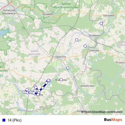 14 (Pks) bus Line Map