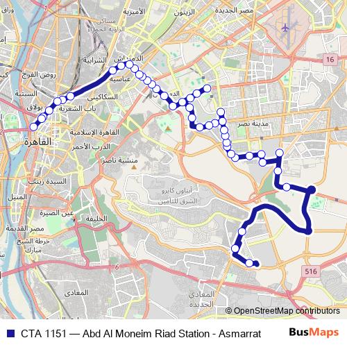 CTA 1151 bus Line Map