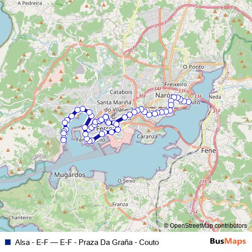 Alsa - E-F bus Line Map