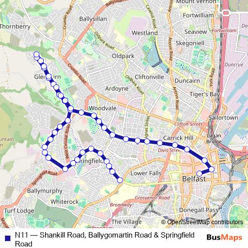 N11 bus Line Map