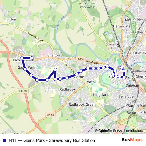 N11 bus Line Map