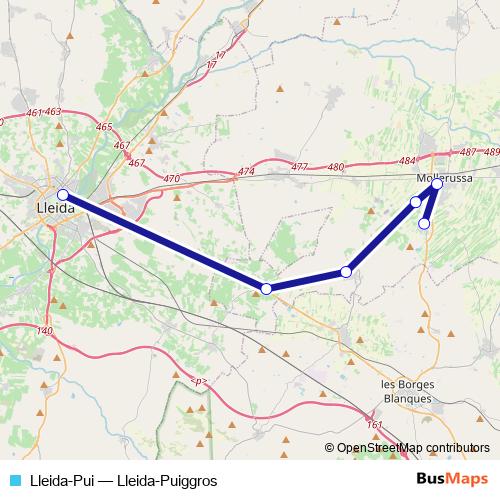 Lleida-Pui bus Line Map