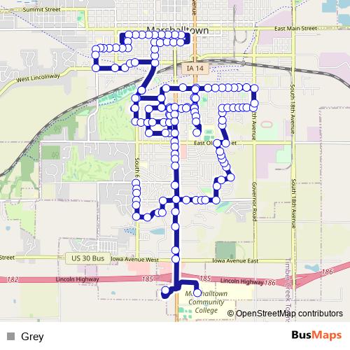 Grey bus Line Map