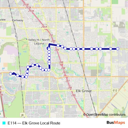 E114 bus Line Map