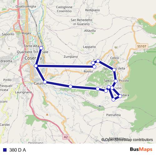 380 D A bus Line Map