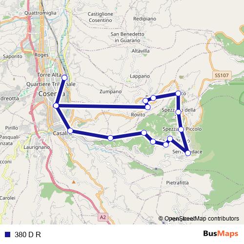 380 D R bus Line Map