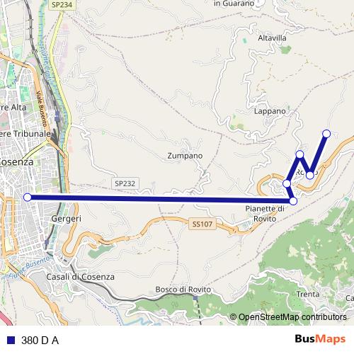 380 D A bus Line Map