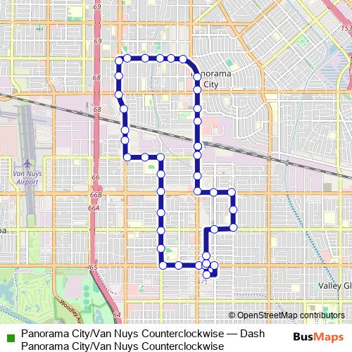 Panorama City/Van Nuys Counterclockwise bus Line Map