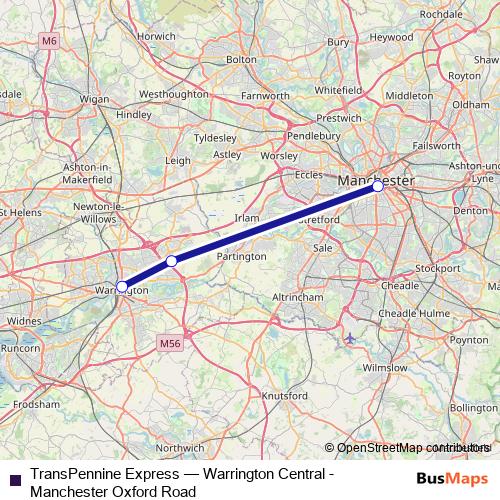 TransPennine Express rail Line Map