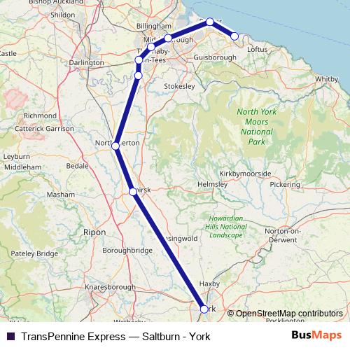 TransPennine Express rail Line Map