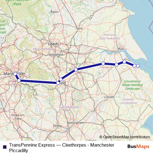 TransPennine Express rail Line Map