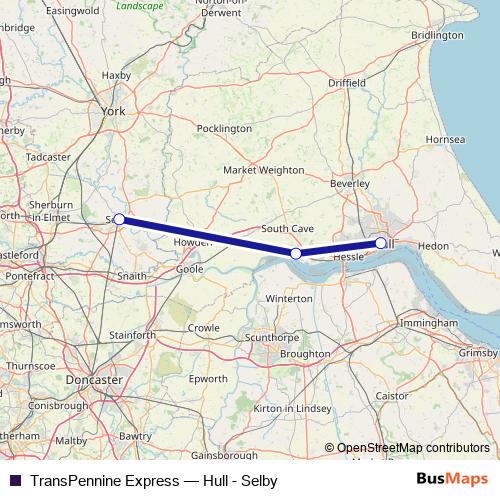 TransPennine Express rail Line Map