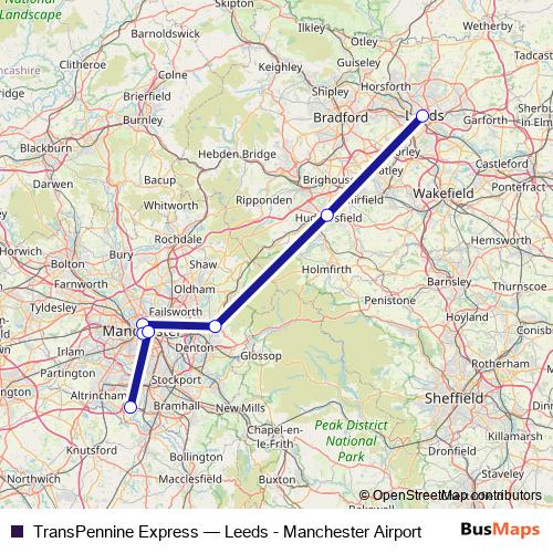 TransPennine Express rail Line Map