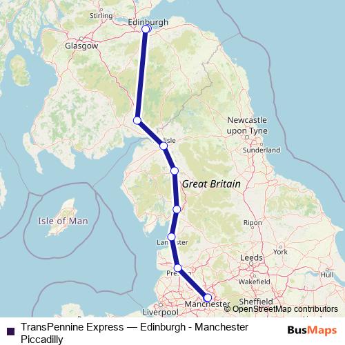 TransPennine Express rail Line Map