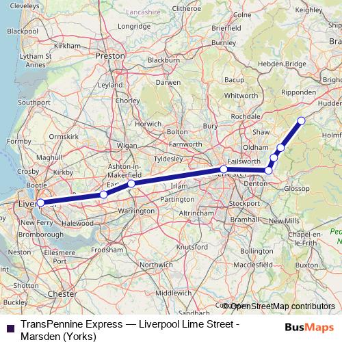 TransPennine Express rail Line Map