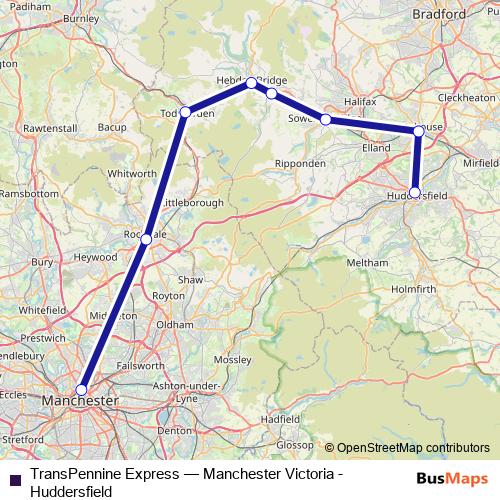 TransPennine Express rail Line Map