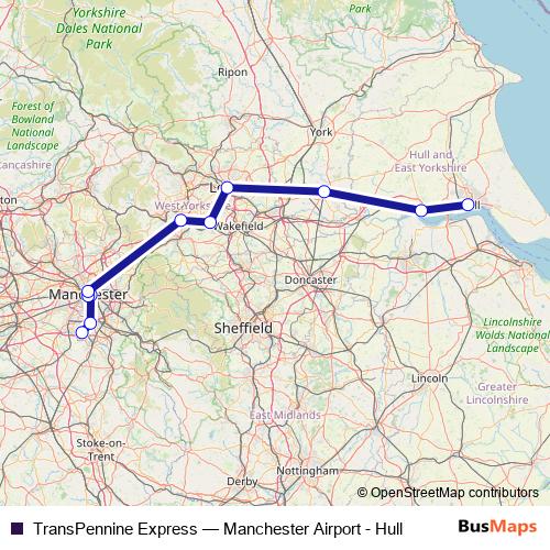 TransPennine Express rail Line Map