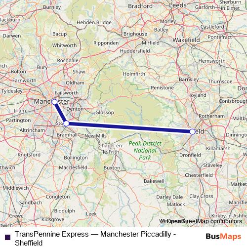 TransPennine Express rail Line Map