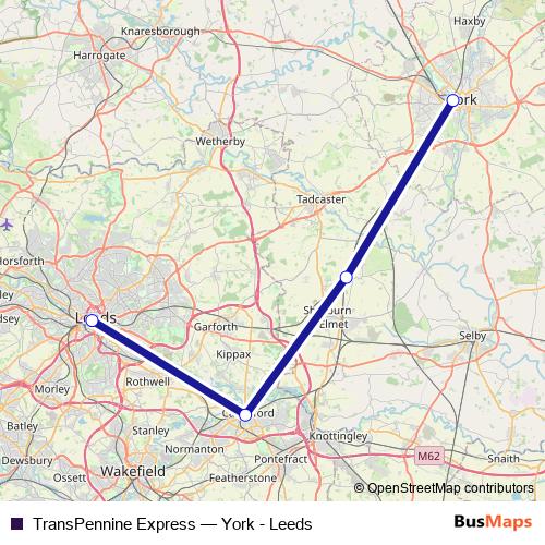 TransPennine Express rail Line Map