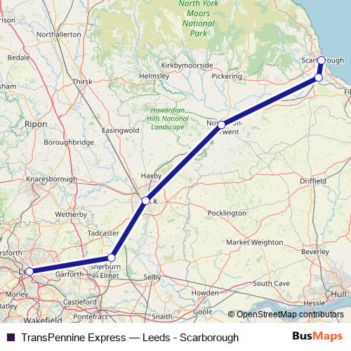TransPennine Express rail Line Map