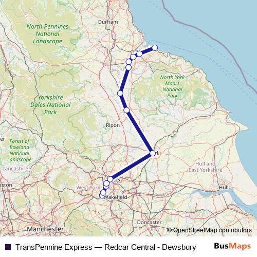 TransPennine Express rail Line Map