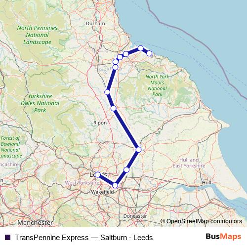TransPennine Express rail Line Map