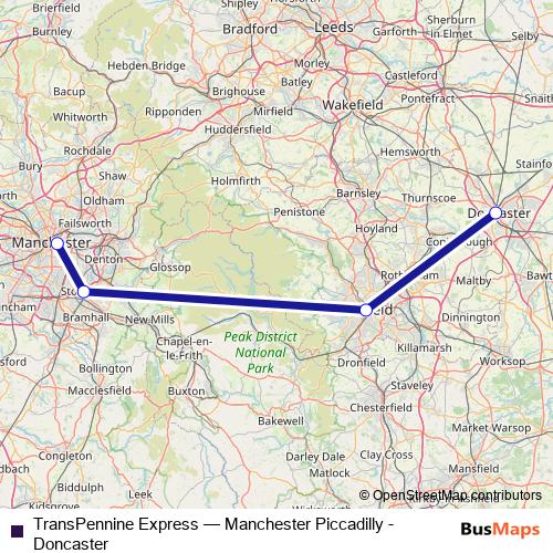 TransPennine Express rail Line Map