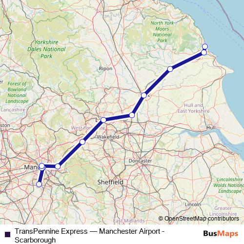 TransPennine Express rail Line Map