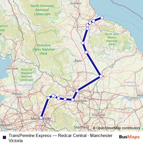 TransPennine Express rail Line Map
