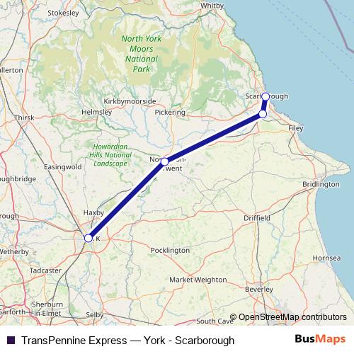 TransPennine Express rail Line Map