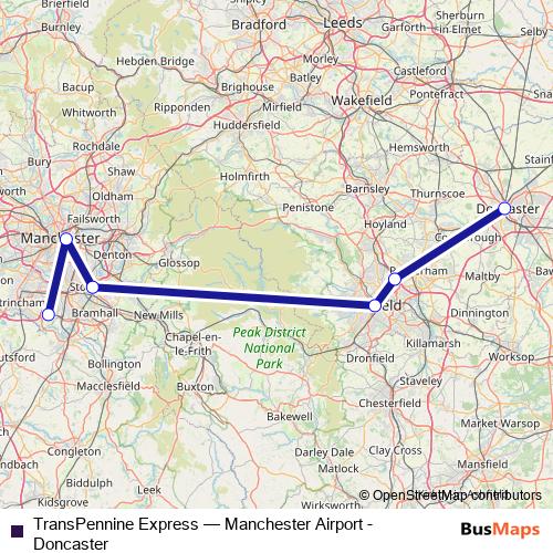 TransPennine Express rail Line Map