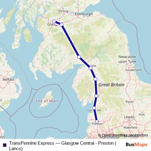 TransPennine Express rail Line Map