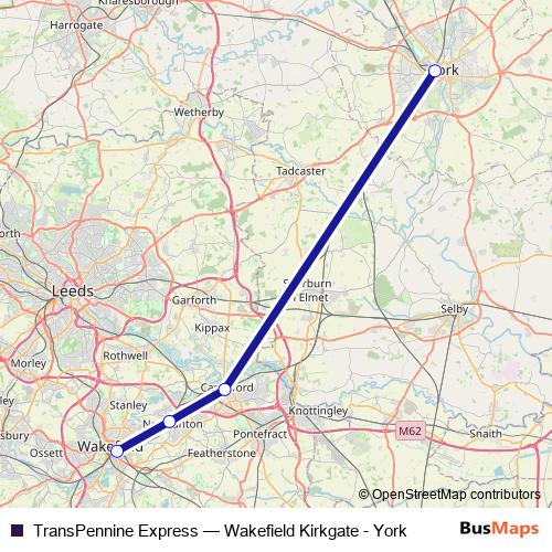 TransPennine Express rail Line Map