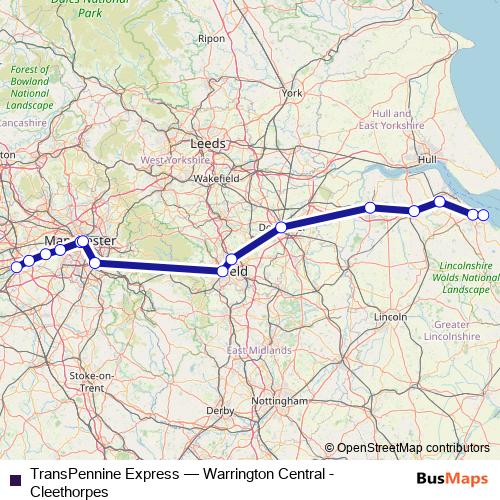 TransPennine Express rail Line Map