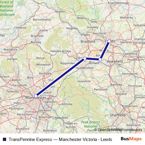 TransPennine Express rail Line Map