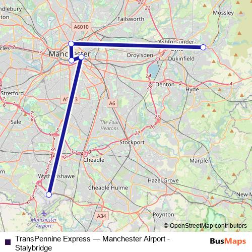 TransPennine Express rail Line Map