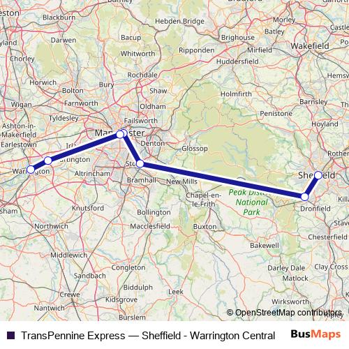 TransPennine Express rail Line Map