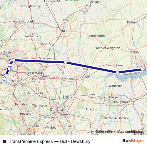 TransPennine Express rail Line Map