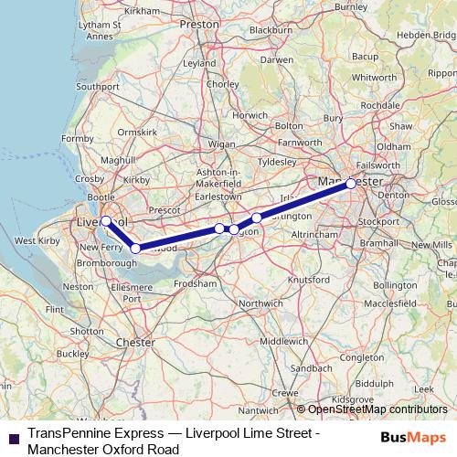 TransPennine Express rail Line Map