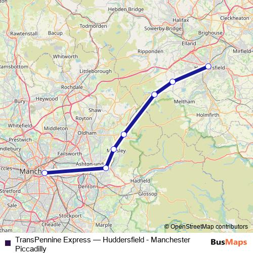 TransPennine Express rail Line Map