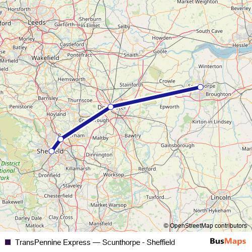 TransPennine Express rail Line Map