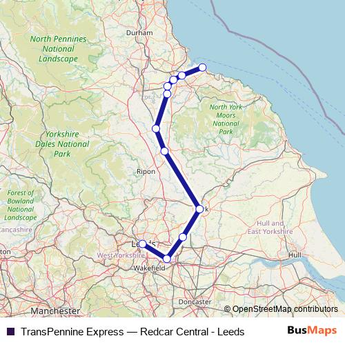 TransPennine Express rail Line Map