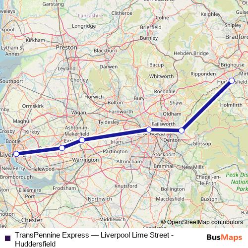 TransPennine Express rail Line Map