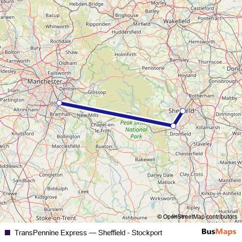TransPennine Express rail Line Map
