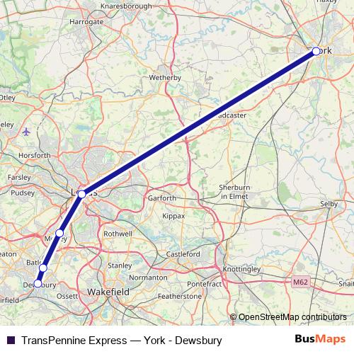 TransPennine Express rail Line Map