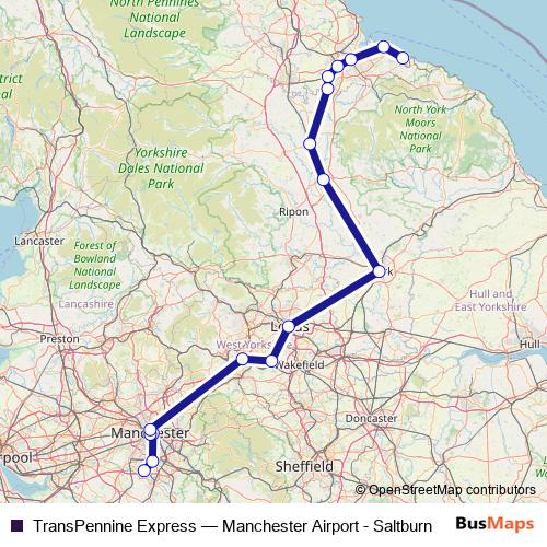 TransPennine Express rail Line Map