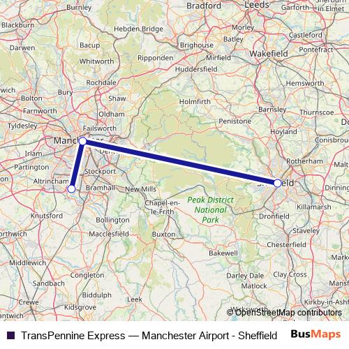 TransPennine Express rail Line Map